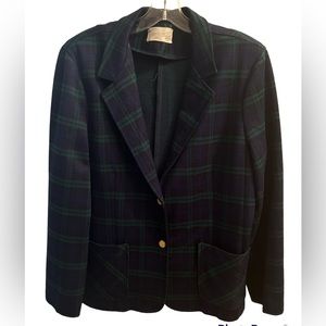 Vintage Cricket Lane  Tartan Plaid Wool Blend Blazer Women's Size XL Y2K